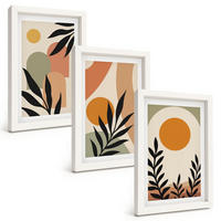 BILDER SET 3er Set - 20x30 cm Weißer Rahmen - Abstrakte Pflanzenformen - Weiß, Kunststoff (20/30cm) - TULUP