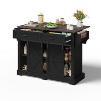 KÜCHENINSEL in Schwarz Servierwagen mit klappbarer Arbeitsplatte und Schubladen für Küche, B120/T45(70)/H91 cm - Schwarz, Holzwerkstoff (120/91/70cm) - STILVORA