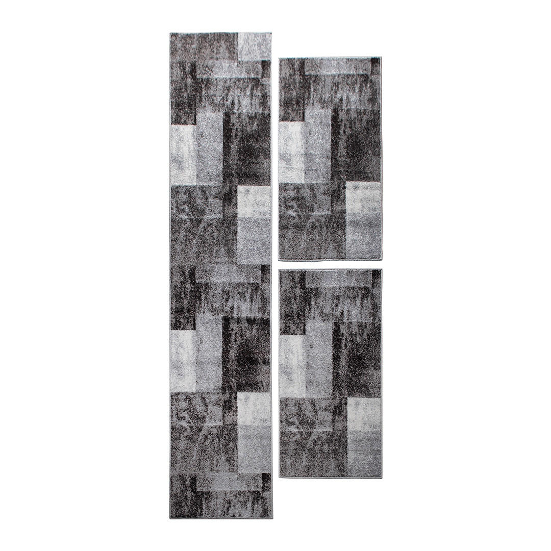 BETTUMRANDUNG Phönix abstraktes Design grau 1 x 67 x 340 cm, 2 x 67 x 140 cm Set 3-teilig - Grau, Kunststoff/Textil (67/620cm)