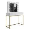 SCHMINKTISCH BLANCO GOLD mit Spiegel und Beleuchtung Weiß PUSH OPEN - Goldfarben/Weiß, Holzwerkstoff (100/146/42cm) - Lookway