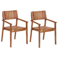 GARTENSTUHL 2er-Set Holz Heller Holzfarbton Agello - Hellbraun, Holz (55/88/60cm) - Beliani