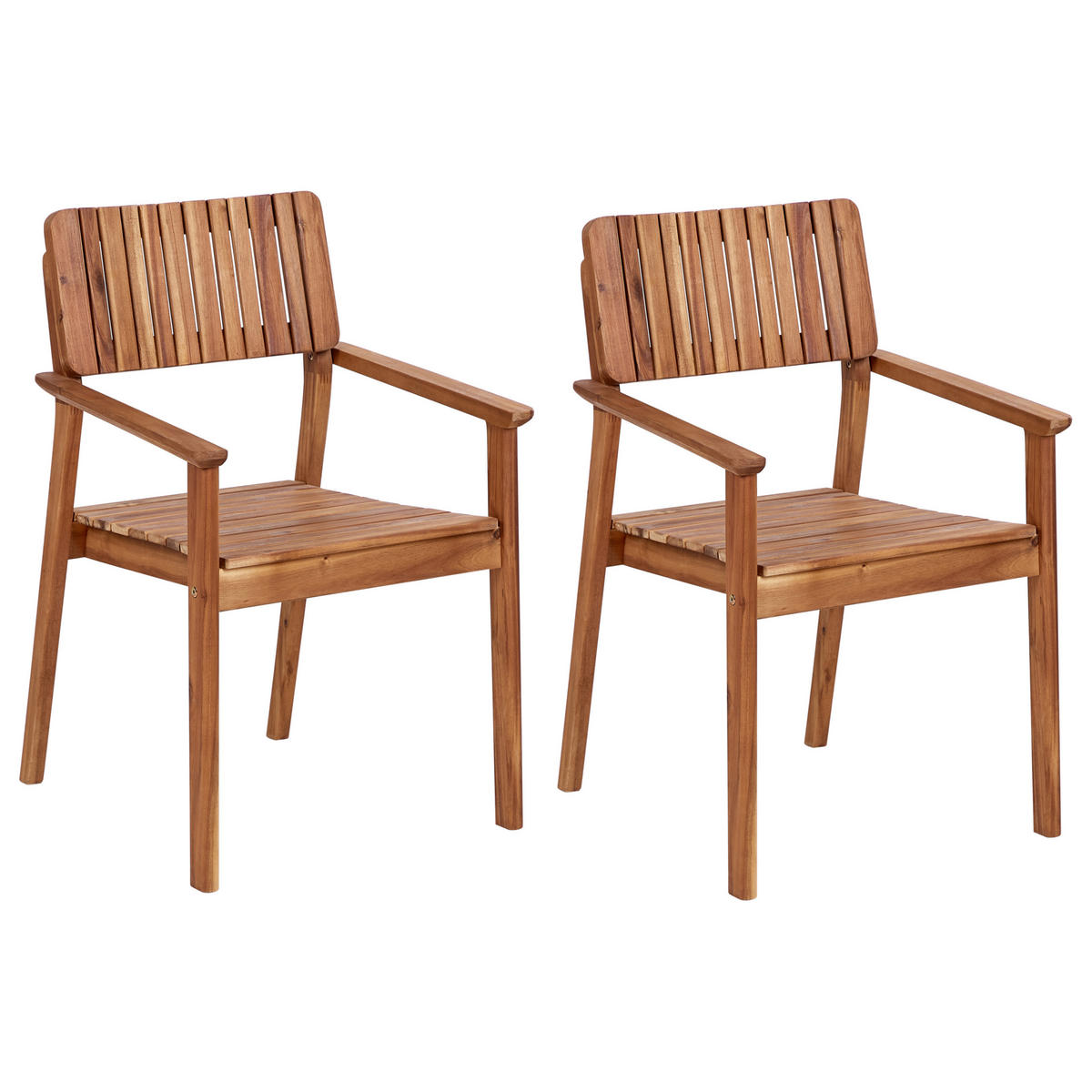 GARTENSTUHL 2er-Set Holz Heller Holzfarbton Agello - Hellbraun, Holz (55/88/60cm) - Beliani