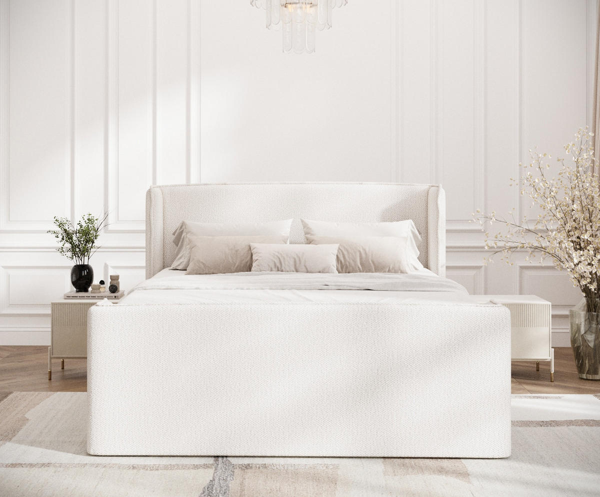 BOXSPRINGBETT Freeland Creme 160/200 cm mit Matratze und Topper - Creme/Schwarz, Holz/Holzwerkstoff (160/200cm) - Maison de Reve