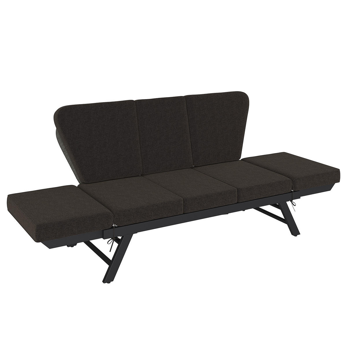 LOUNGESOFA - Stahl / Polyester - Anthrazit - Anthrazit/Braun, Holz/Textil (176/83/75cm) - home24