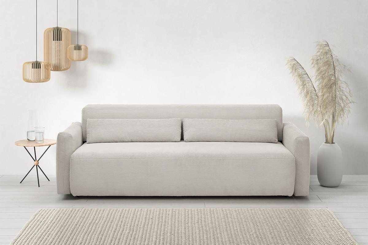 SCHLAFSOFA NEO Grau Cord - Greige/Schwarz, Kunststoff/Textil (233/75/108cm) - KAWOLA