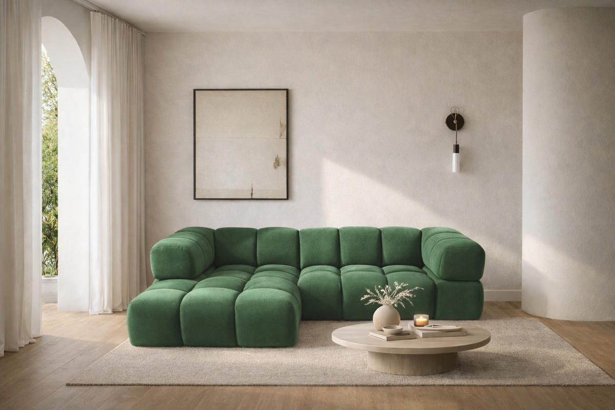 ECKSOFA L-Form Averro, stoff Bluvel, Grün, Links - Grün, Holz (280/150cm) - Kaiser Möbel