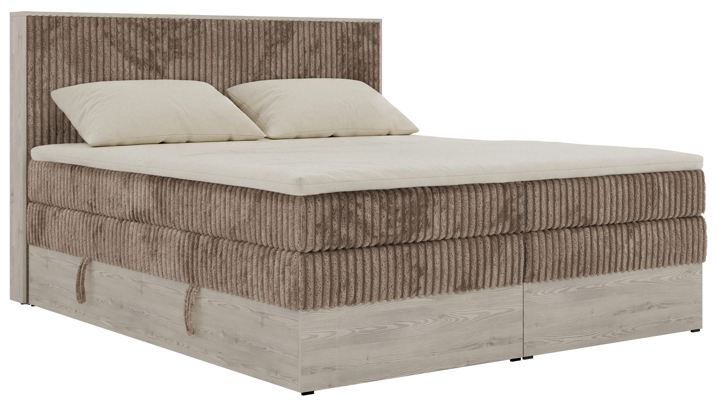 MKS POSTEL BOXSPRING NORDIC KING 200/200 - Hnědá Manšestr - Topper T25 - H3