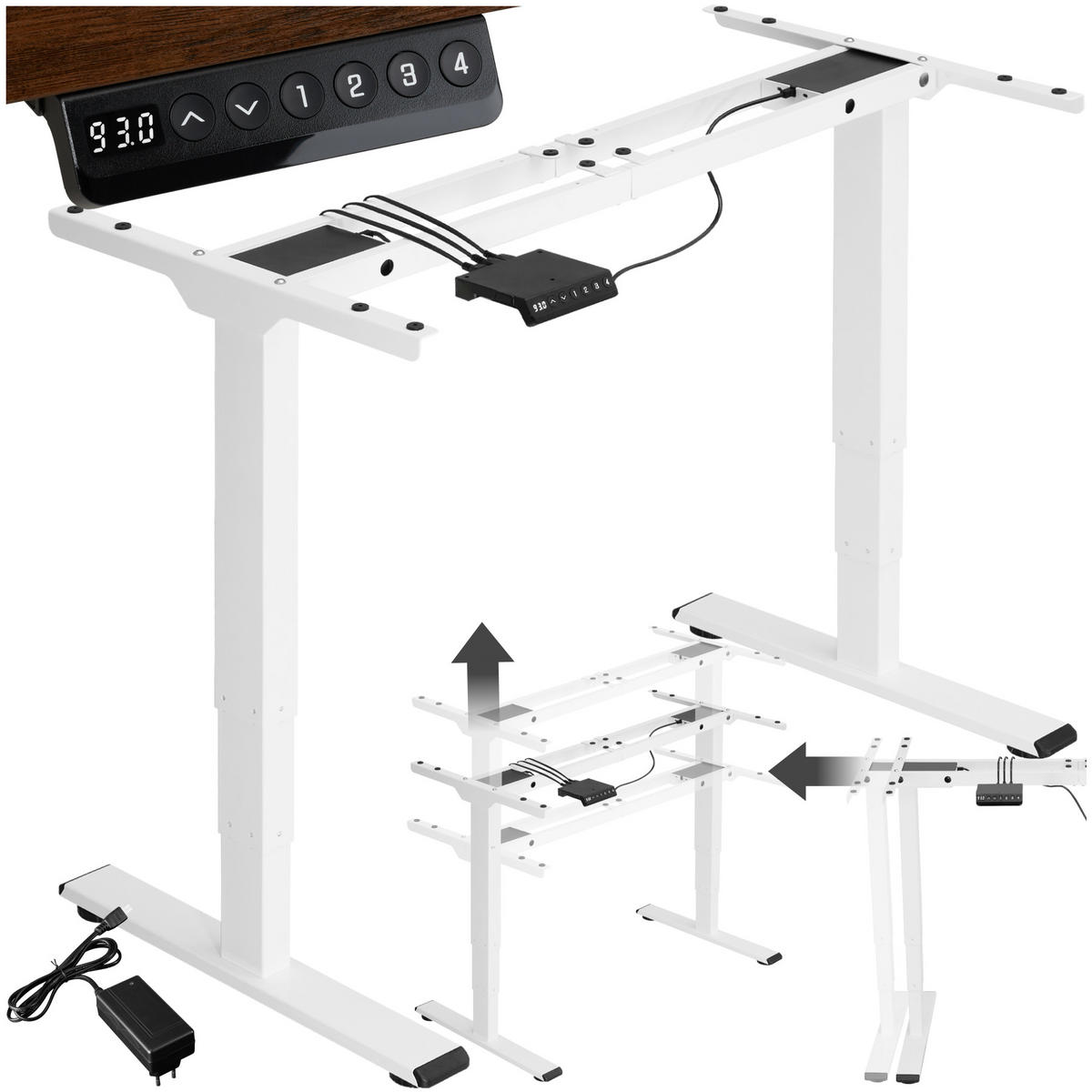 TISCHGESTELL Twain,110 - 168 x 60 x 60 - 125 cm,weiß - Weiß, Textil (60/168/125cm) - tectake