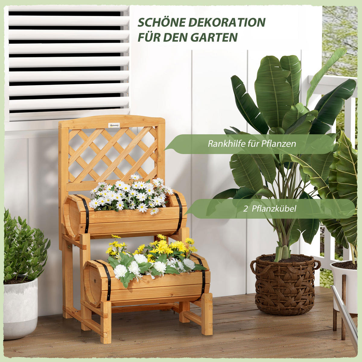 BLUMENKASTEN, Gelb - Gelb, Holz (45/80/45cm) - Outsunny