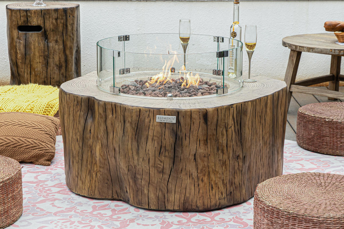 FEUERTISCH Manester Gasfeuerstelle aus GFRC-Beton 106/100/43 cm - Rotbraun, Naturmaterialien (100/43/106cm) - Elementi