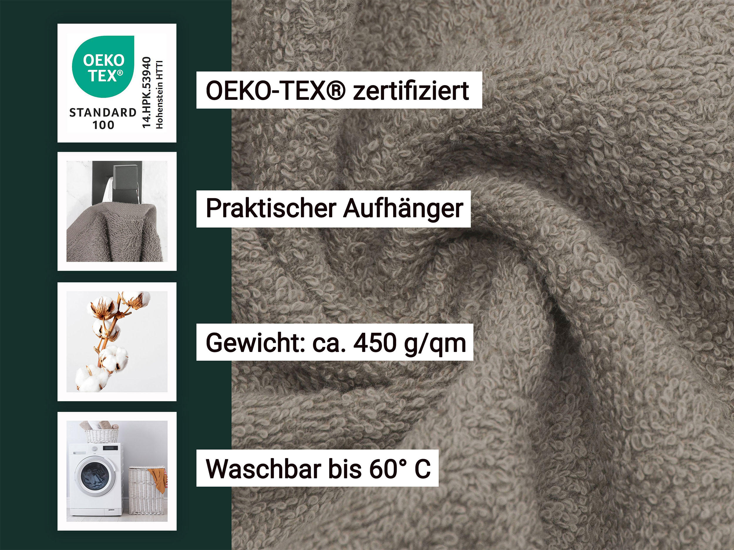 HANDTÜCHER, 10er-Set, 50x100 cm, 100% Baumwolle, Braun - Fango, Textil (50/100cm) - Zollner