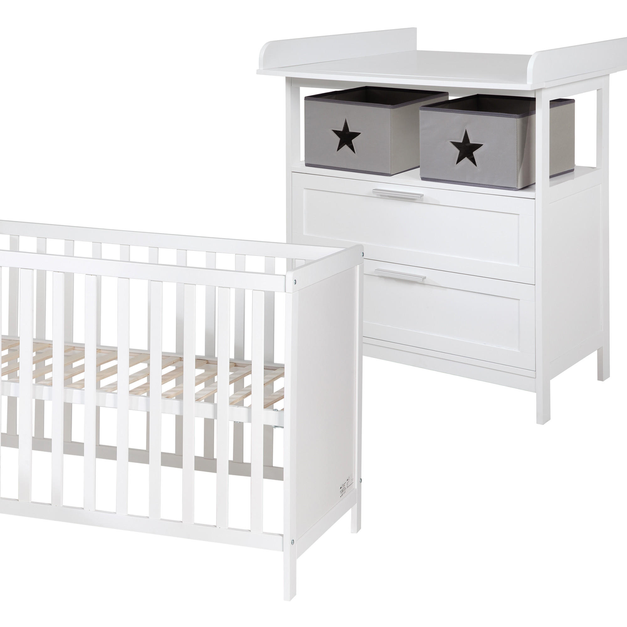 BABYZIMMER-SET Hamburg mit Schubladen, 2-teilig - Weiß, Holzwerkstoff (66/76/123cm) - Roba