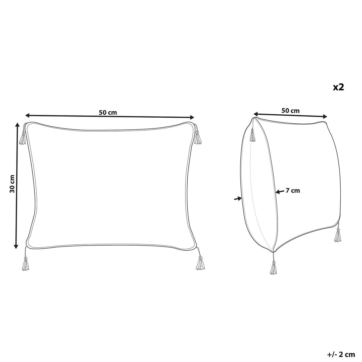 DEKOKISSEN 2er-Set Weiß 30/50 cm Schefflera - Weiß, Textil (30/50cm) - Beliani
