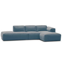 ECKSOFA mit Chaiselongue - Blaugrau/Schwarz, Kunststoff/Textil (290/173cm) - home24