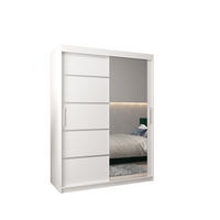 SCHWEBETÜRENSCHRANK 200/150/62 2-türig - Silberfarben/Weiß, Holz/Kunststoff (150/200/62cm) - Abiks Möbel