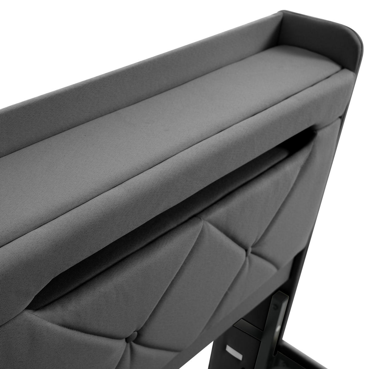 POLSTERBETT aus Leinen 140x190 cm in Grau mit LED & USB-C-Ladestation - Grau, Textil (140/190cm) - Modfu