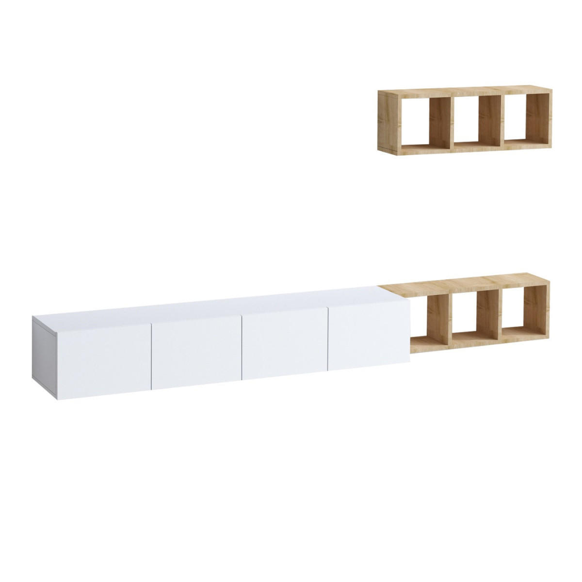 TV-SCHRANK 4 Türen weiß Pia 215/32/25 cm - Weiß, Holzwerkstoff (215/25/32cm) - Calicosy