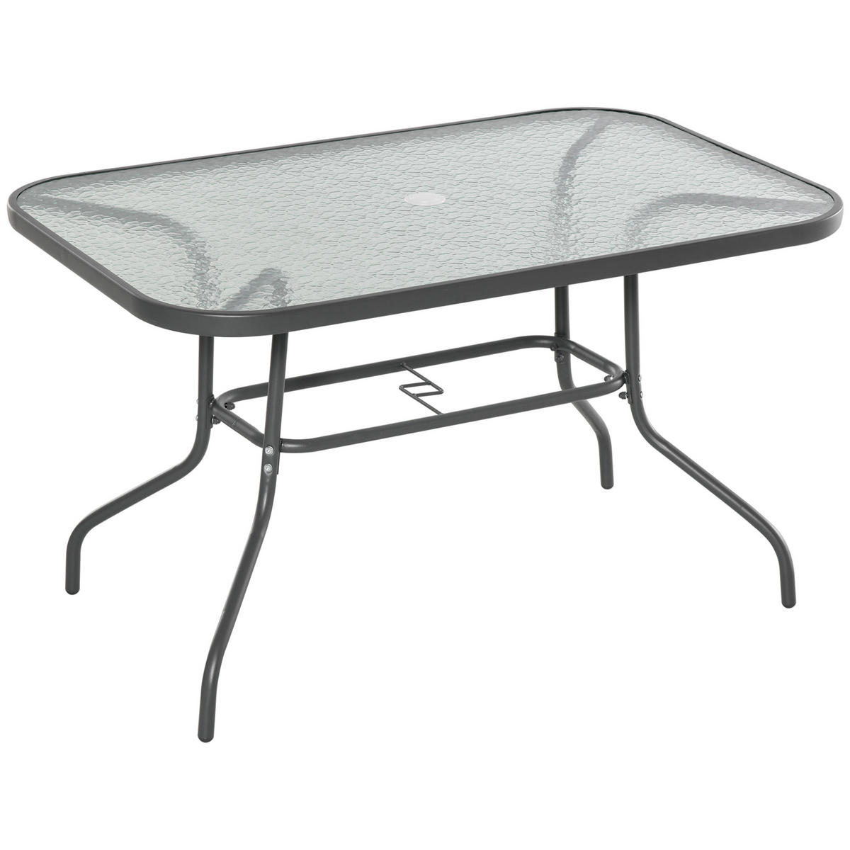 GARTENTISCH DE-14071 rechteckig 120x80 cm, mit Schirmhalterung Grau - Grau, Metall (120/80/70cm) - ComfortXL