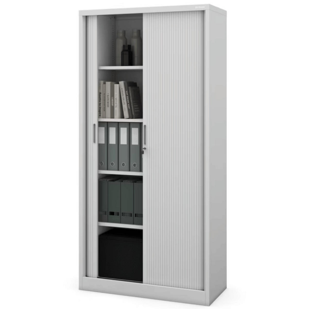 AKTENSCHRANK abschließbar KETI mit Rolladentüren 185x90x45cm Grau - Grau, Metall (90/185/45cm) - DELUKE