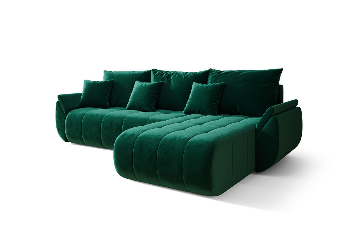 ECKSOFA mit Schlaffunktion TOKYO R Monolith 37 Rechts - Grün, Textil (280/185cm) - Bedante