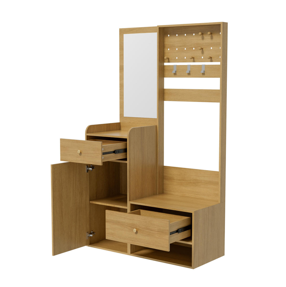 GARDEROBE mit Spiegel 105 x 38 x 180 cm Holzfarben - Braun, Holzwerkstoff (38/180/105cm) - Beauniv