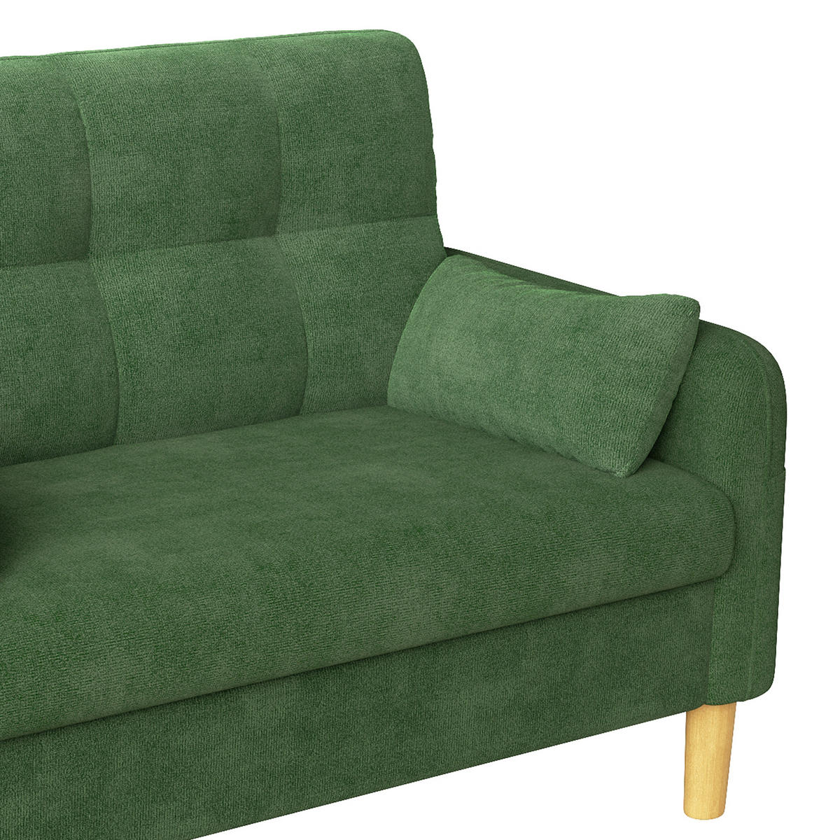 2-SITZER-SOFA DE-33242 mit weichen Polstern und Seitentasche Grün - Grün, Holzwerkstoff (119/85/78cm) - ComfortXL