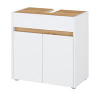 WASCHBECKENUNTERSCHRANK weiß, Wotan Eiche, Badezimmer Unterschrank 60 cm - Silberfarben/Eiche Wotan, Holz/Holzwerkstoff (60/62/34cm) - Furn.Design