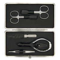 NAGELPFLEGE Set BCI 04 5-tlg. im Lederetui, Edelstahl, Nappaleder, Silberfarben, Schwarz - Silberfarben/Schwarz, Metall (1/1/2.08cm) - Kai Messer