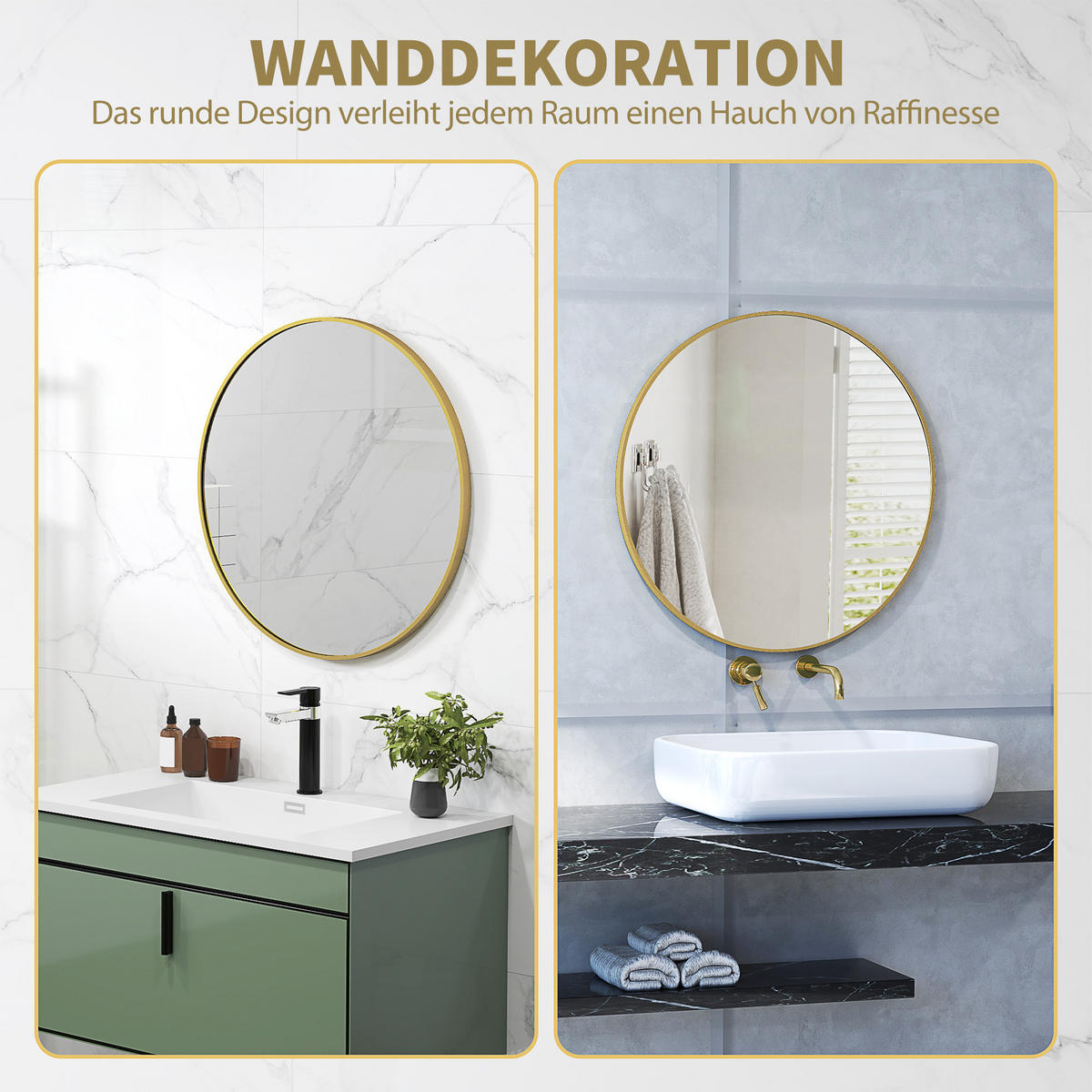 BADEZIMMERSPIEGEL goldfarben - Goldfarben, Metall (70/2.5/70cm)