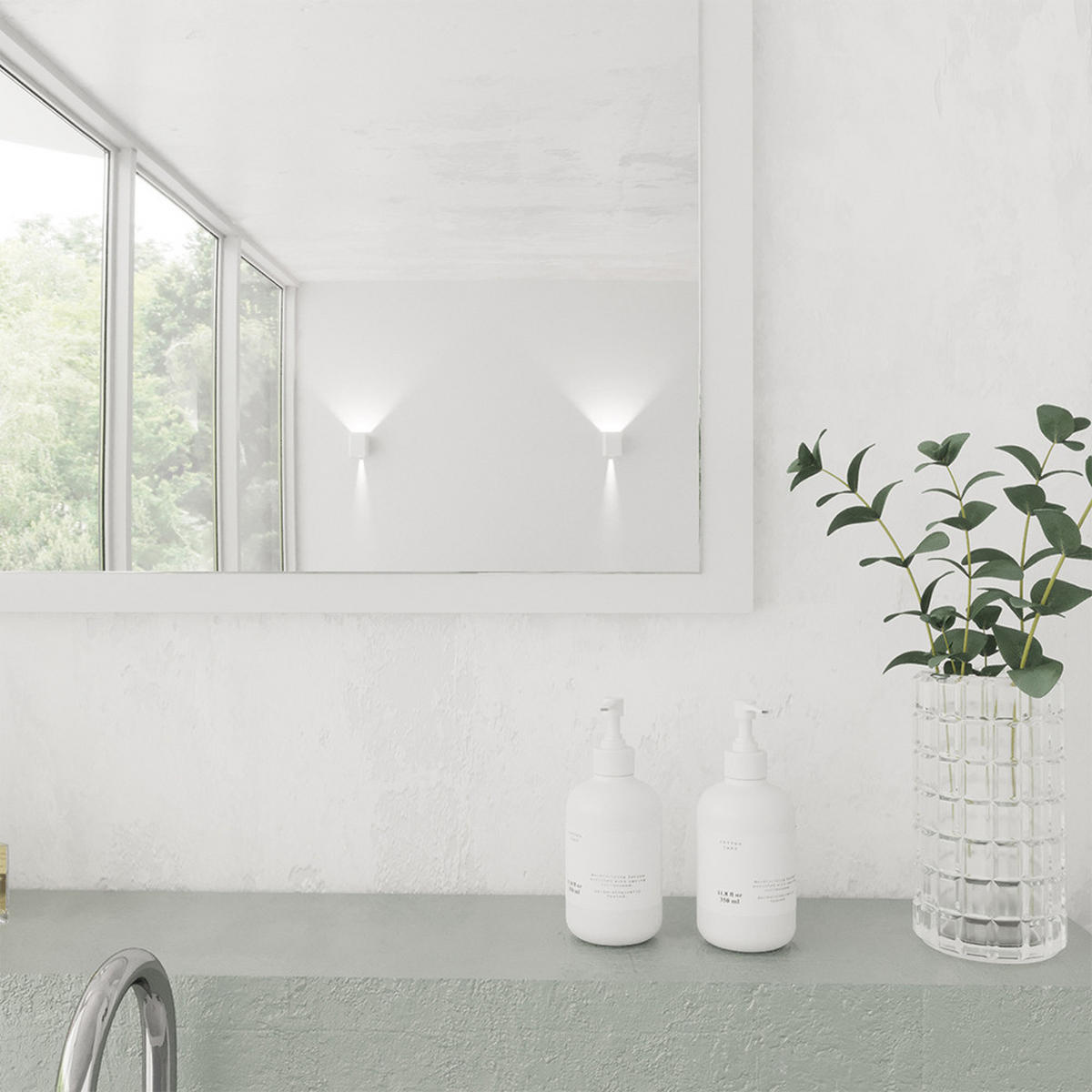BADEZIMMERSPIEGEL Emma Weiß 45 x 60 cm - Weiß, Glas (45/60/2cm) - Vicco