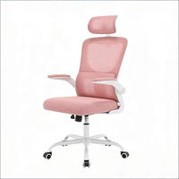 DREHSTUHL ergonomischer Bürostuhl mit hoher Rückenlehne 46-54 cm - Rosa, Leder (69.5/116/62cm) - Gisaae