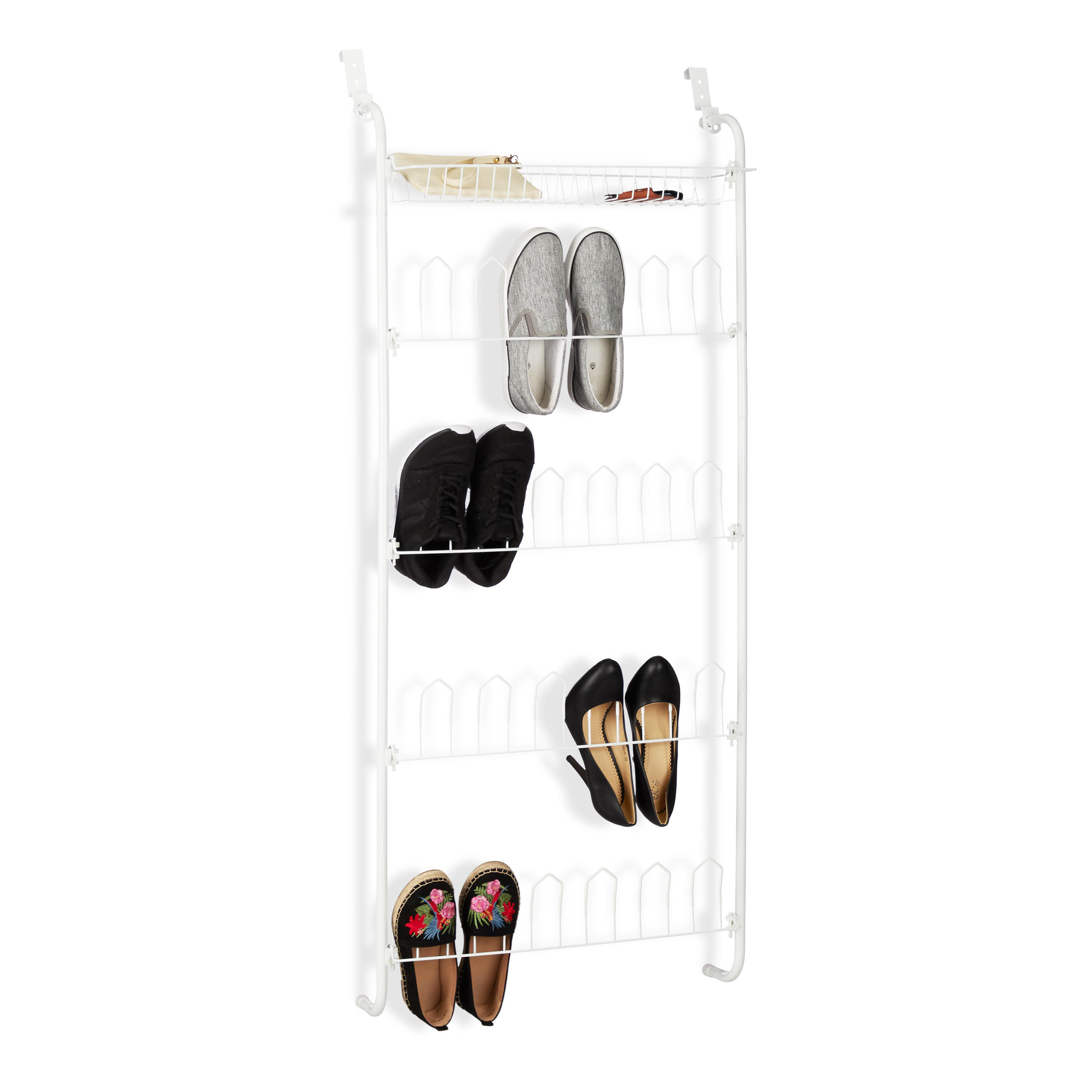 TÜR-SCHUHREGAL - Weiß, Kunststoff/Metall (60/144/19cm) - Relaxdays
