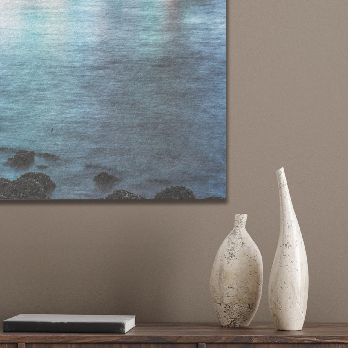 AKUSTIKBILD New York - Skyline - Stadt - Blau Kunstdruck Schlafzimmer 50x70 cm - Blaugrau, Kunststoff (50/70/0.9cm) - MuchoWow