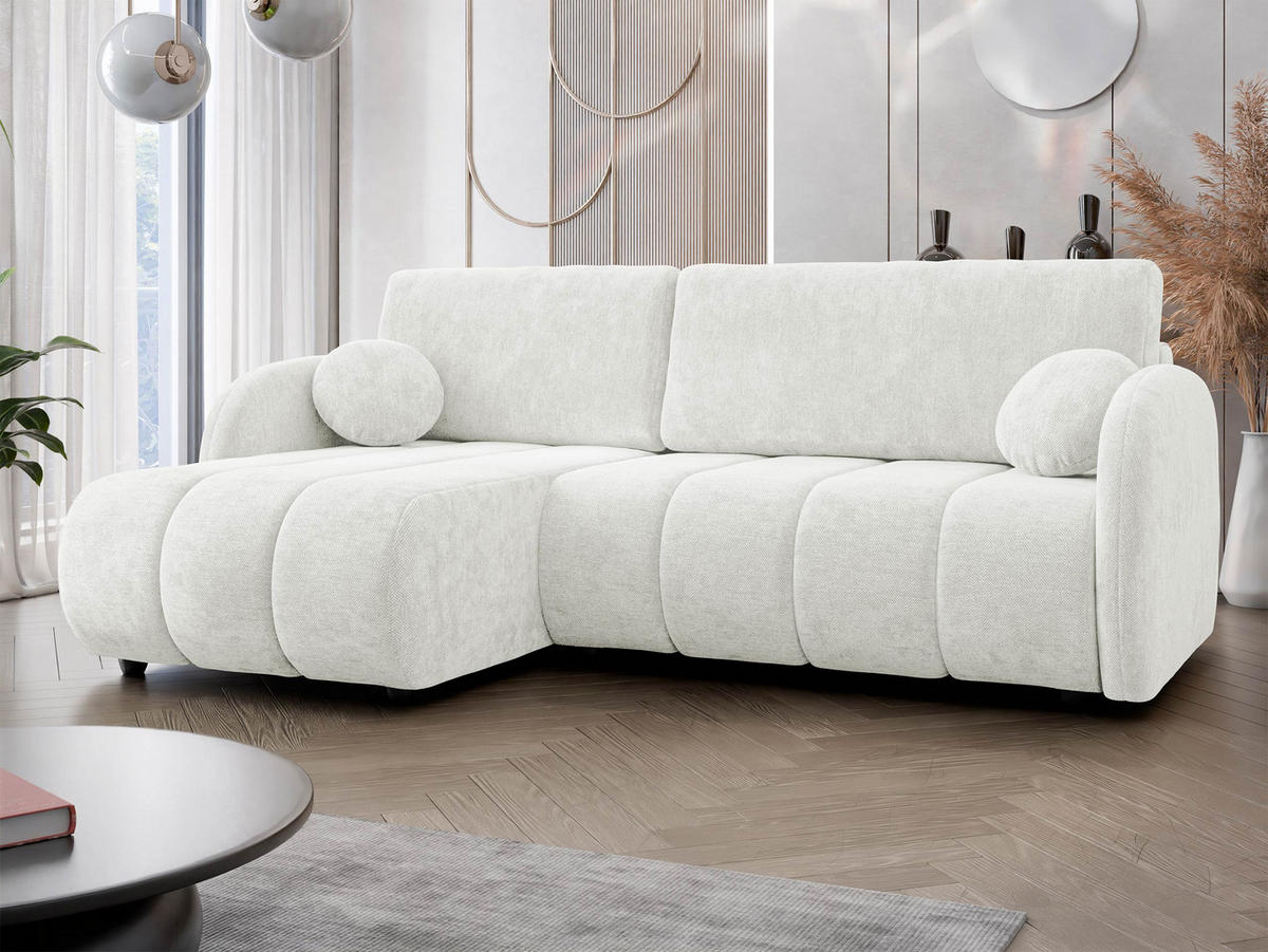 ECKSOFA Zara 2rLC - Creme/Schwarz, Holz/Kunststoff (233/160cm) - MIRJAN24