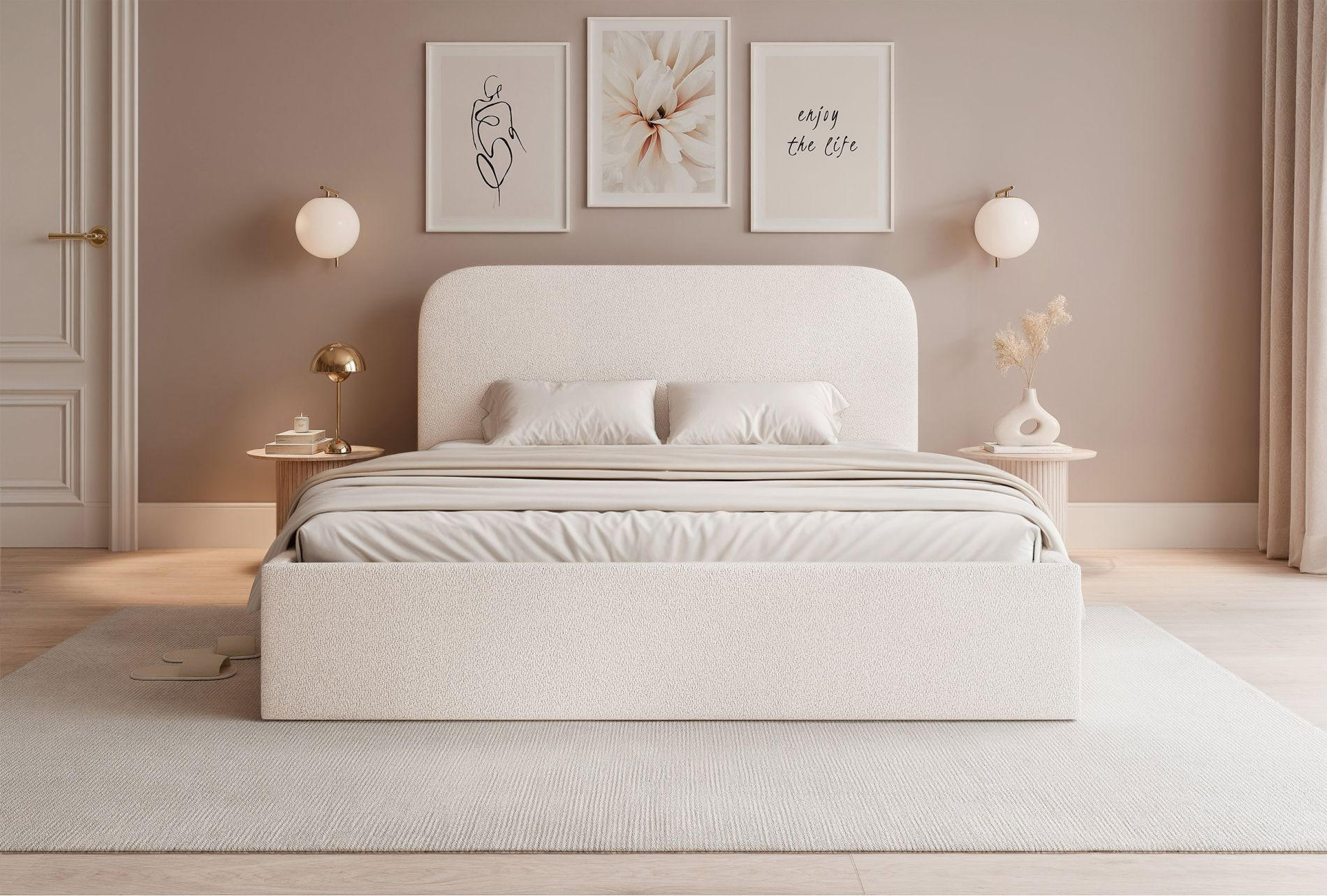 Thumbnail - Selsey Polsterbett, Creme, Textil, 2-Sitzer, 140x200 cm, Schlafzimmer, Betten, Polsterbetten