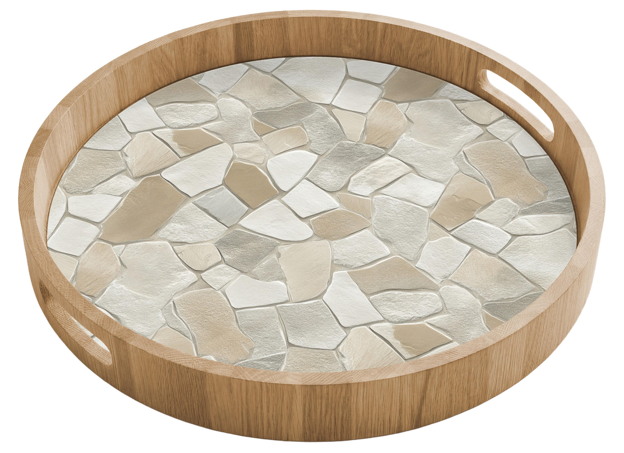 TABLETT - Mosaik - Steine - Beige - 40x40 cm - Beige, Holz (40/5/5cm) - OnlyWow