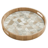 TABLETT - Mosaik - Steine - Beige - 40x40 cm - Beige, Holz (40/5/5cm) - OnlyWow
