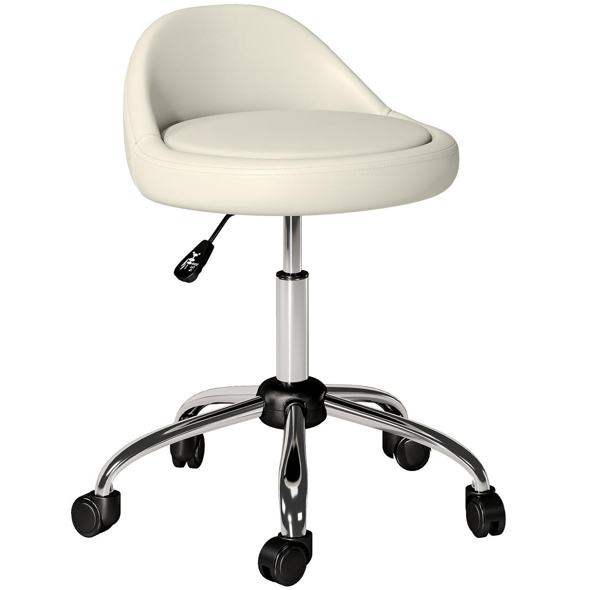 ROLLHOCKER 63-83 cm Drehhocker Ø35 x 63-83H cm Weiß - Weiß, Kunststoff (35/83/35cm) - HOMCOM