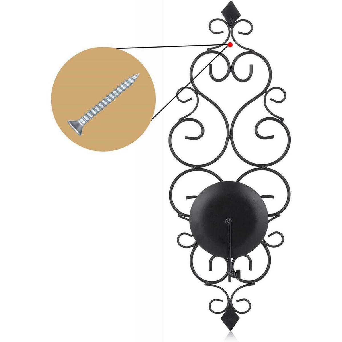 WANDKERZENHALTER 2er Set Metall Schwarz 37,6 cm - Schwarz, Metall (9/37.6/14cm)