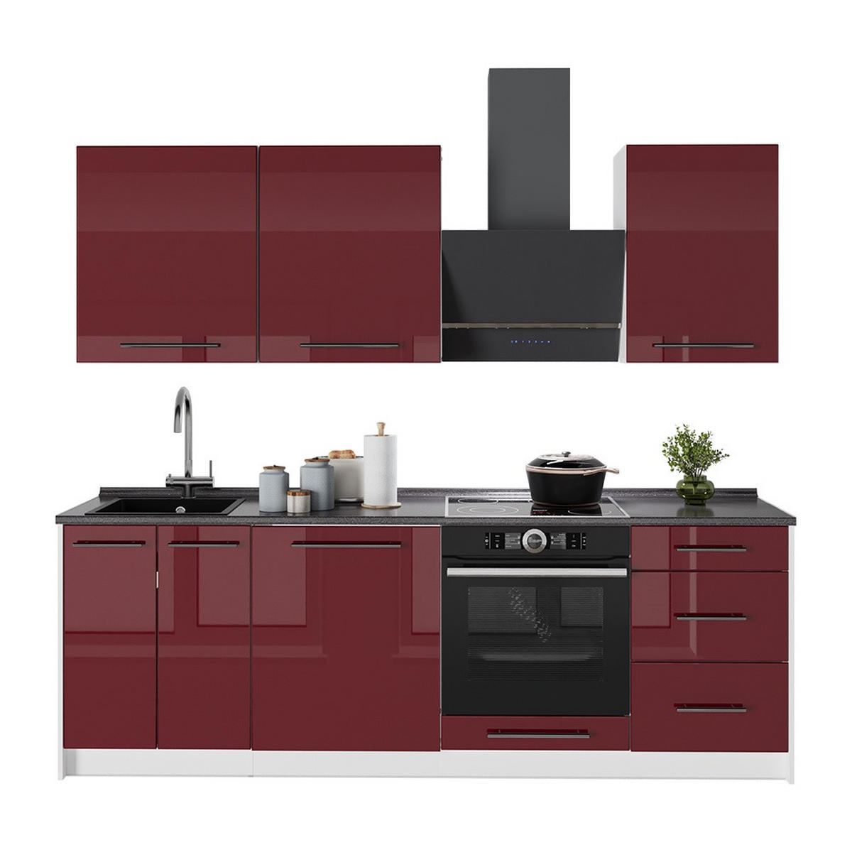 CHICINETĂ Fame-Line, Bordeaux lucios ridicat/Alb, 230 cm, AP Marmură - alb/bordo, compozit lemnos (230/206.8/60cm) - Vicco