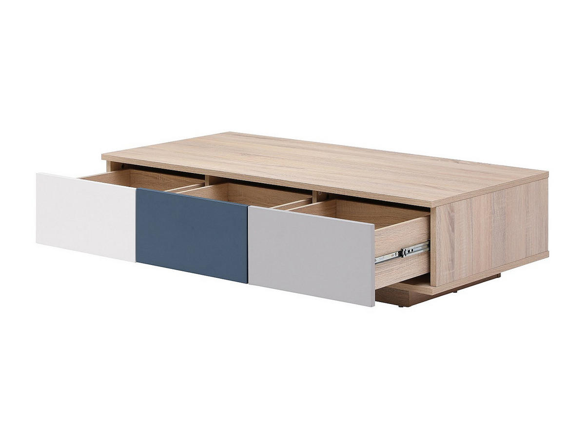 COUCHTISCH mit 3 Schubladen & 1 Ablagefach - Mehrfarbig - FILUTIA - Naturfarben, Holz (120/60/32cm) - Vente-Unique