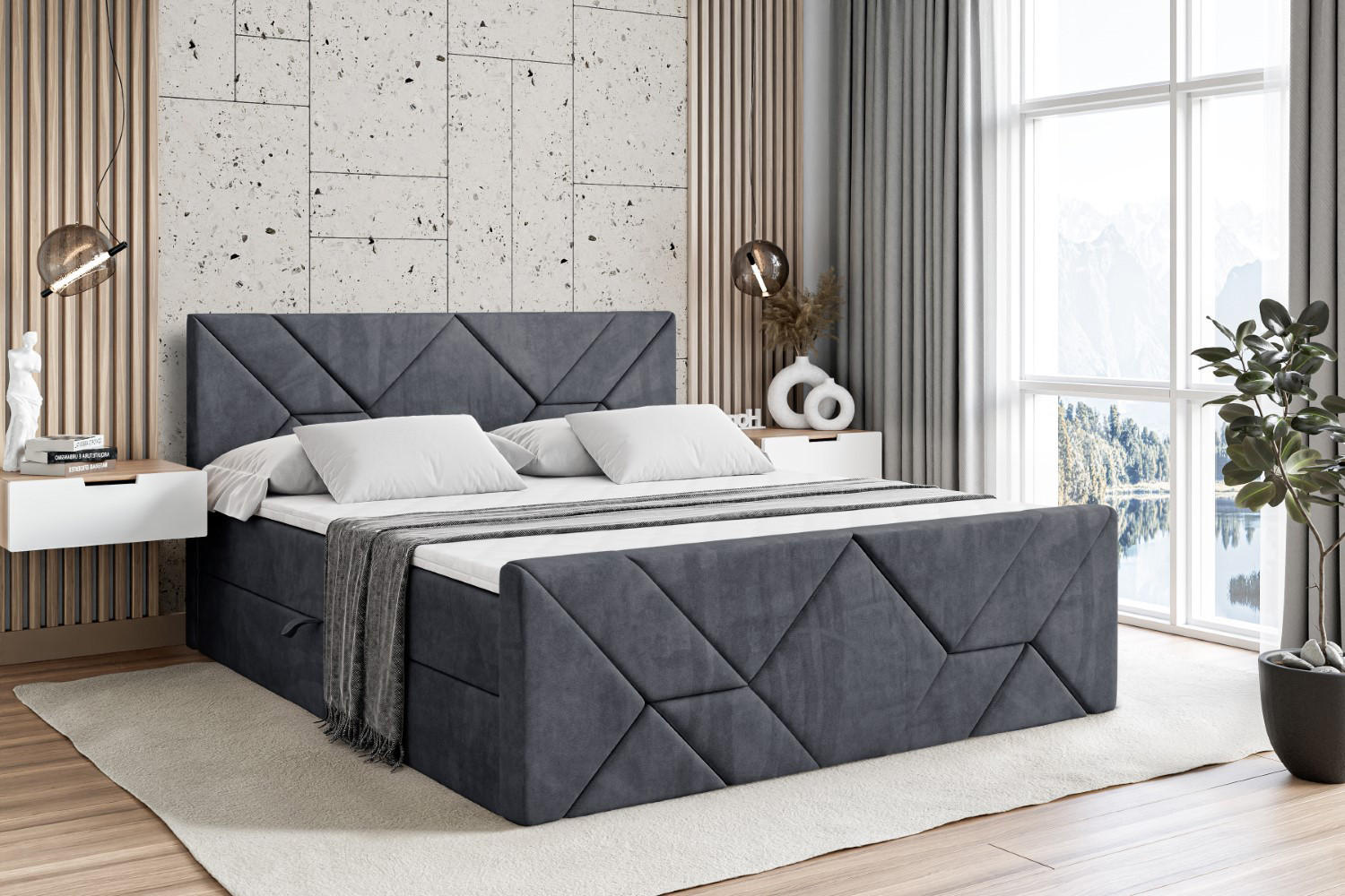 BOXBETT BARWA-Z - 120x200 cm - H3 - Dunkelgrau - Dunkelgrau, Holzwerkstoff (120/200cm) - ALTDECOR