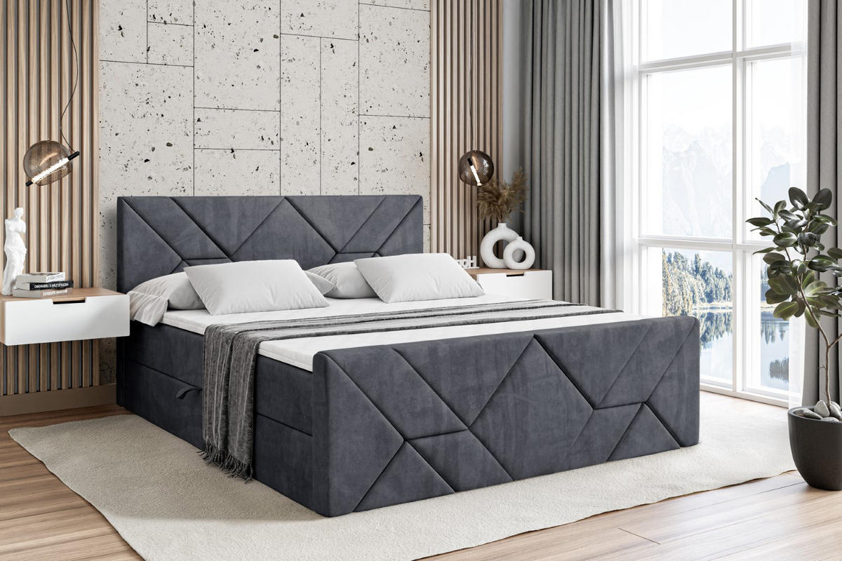 BOXBETT BARWA-Z - 180x200 cm - H4 - Dunkelgrau - Dunkelgrau, Holzwerkstoff (180/200cm) - ALTDECOR