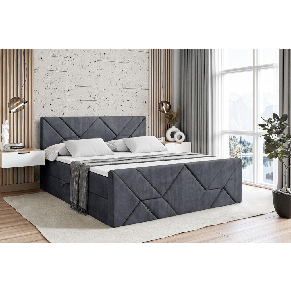 Thumbnail - Altdecor Boxbett, Dunkelgrau, Holzwerkstoff, Höhe ca. 20 cm, 200x200 cm, Schlafzimmer, Betten, Boxspringbetten