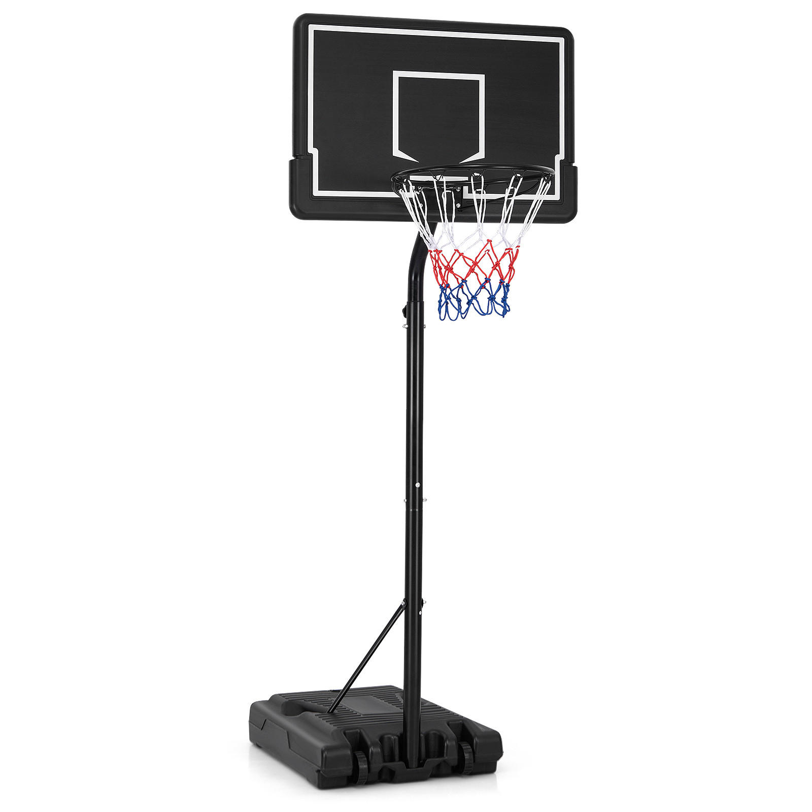TRAGBARER BASKETBALLKORB Schwarz - Schwarz, Metall (61/91cm) - COSTWAY