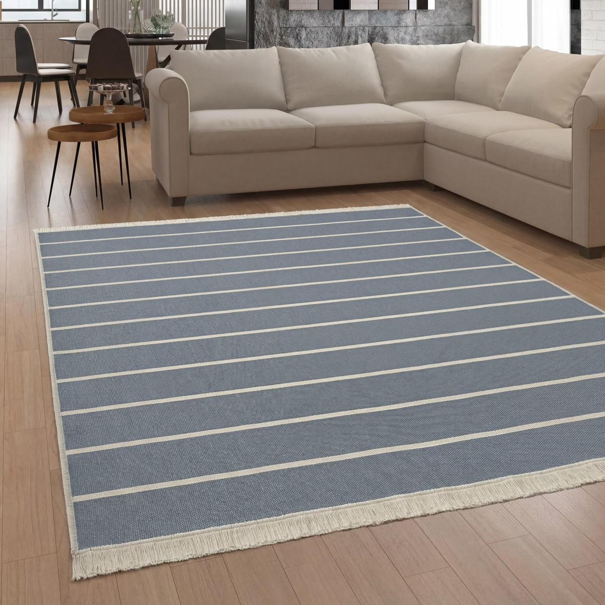 KURZFLORTEPPICH 60/90 cm Skandi Kilim 149 - Grau, Naturmaterialien (60/90cm) - Paco Home