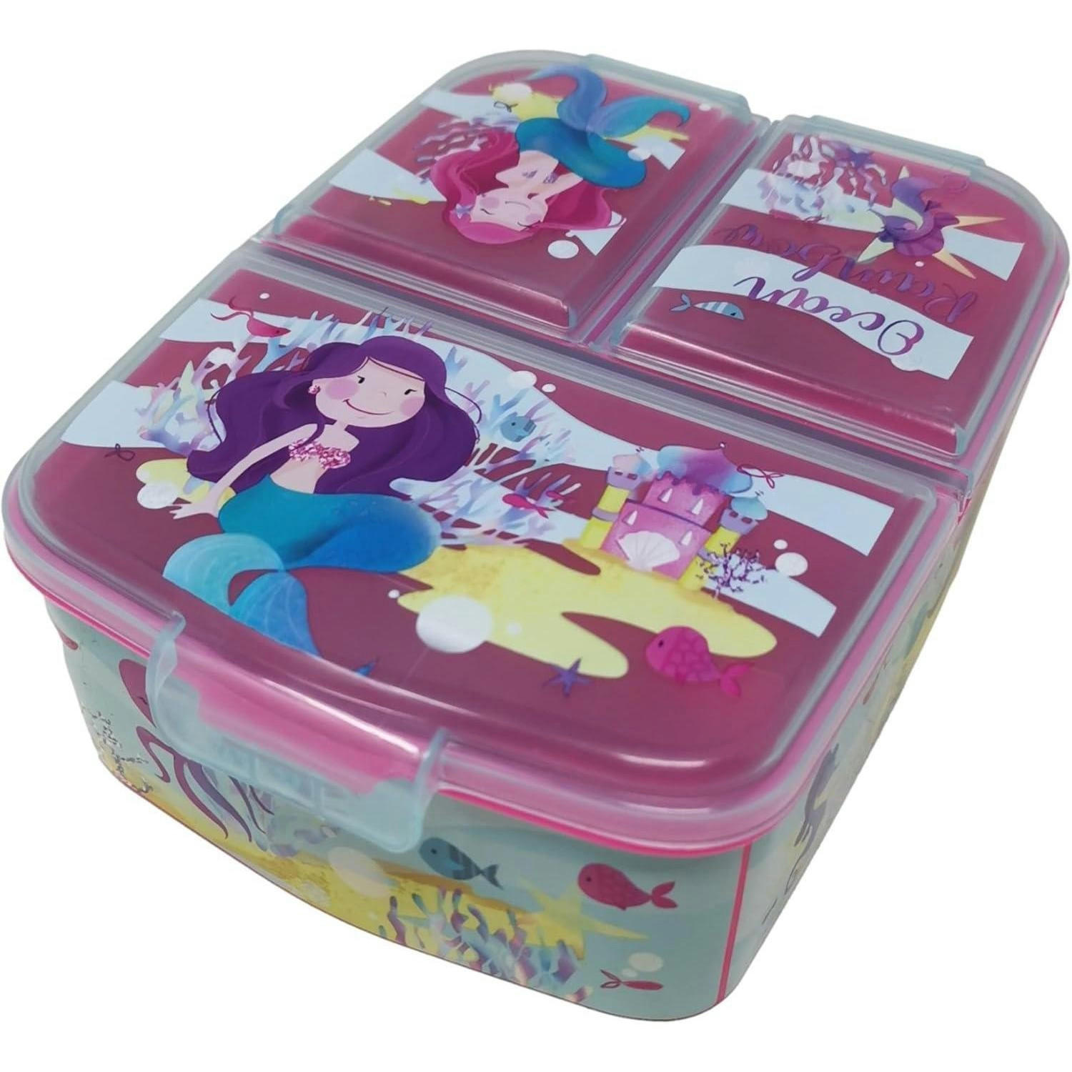 BROTDOSE Kinder mit Unterteilung Meerjungfrau 18 cm - Multicolor, Kunststoff (14/7/18cm)