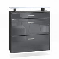 SCHUHSCHRANK Malea Fronten in Grau Hochglanz - Grau, Holzwerkstoff (89/96/23cm) - Vladon