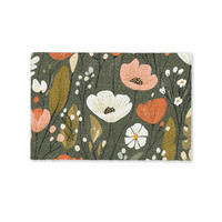 FUSSMATTE Blumen - Illustration - Grün 60x40 cm - Dunkelgrün, Kunststoff (60/0.4cm) - MuchoWow