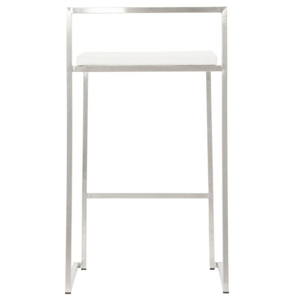 BARHOCKER Kunstleder Stahlrahmen Sitzhöhe 65cm Industrial LEXARIX MINI, Weiß 44x41x76,5 cm - Silberfarben/Weiß, Kunststoff/Textil (43/77/41cm) - KADIMA DESIGN